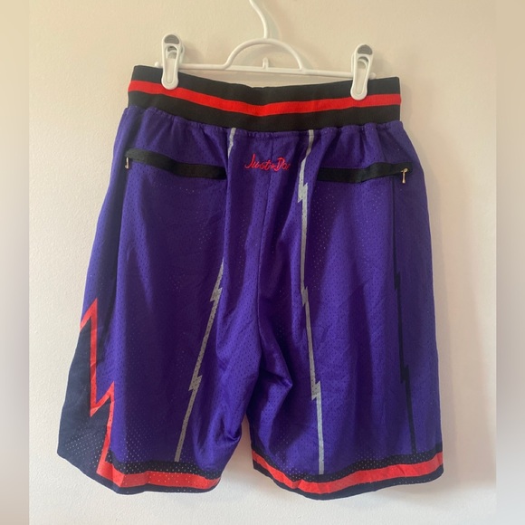 JUST DON NBA TORONTO RAPTORS BASKETBALL SHORTS PURPLE XL 1998-99 - Picture 5 of 8
